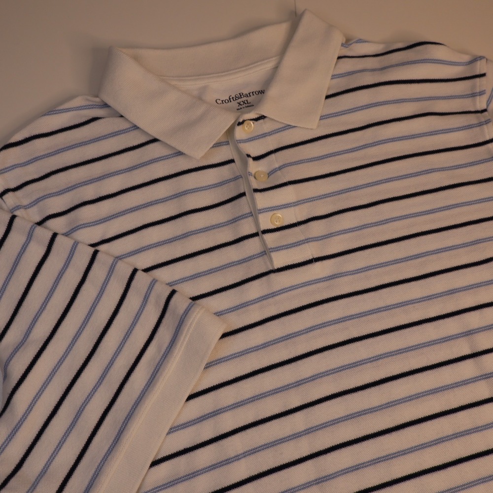 Croft & Barrow White Shirt Easy Care XXL Polo Shirt Short Sleeve Collared Knit